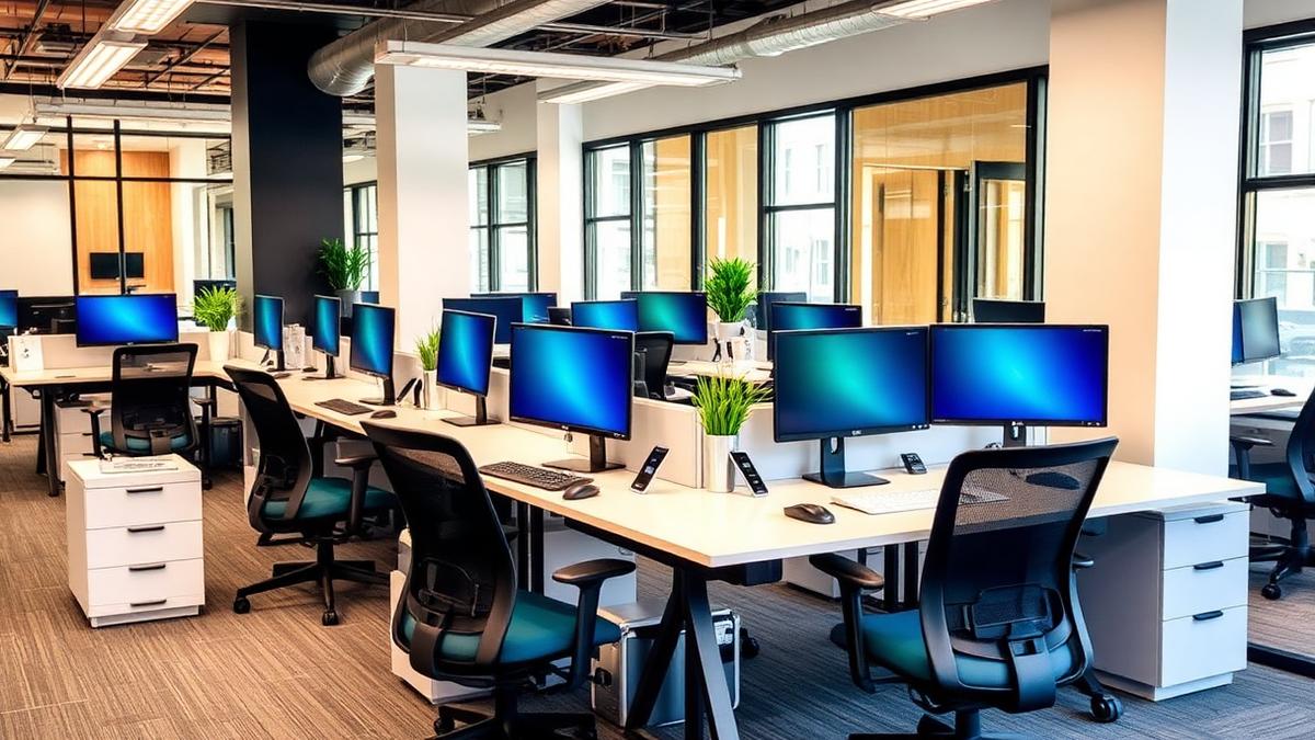 Dedicated desk setup with personal monitors